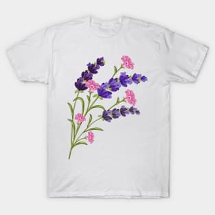 Lavender And Morning Glory Flowers T-Shirt